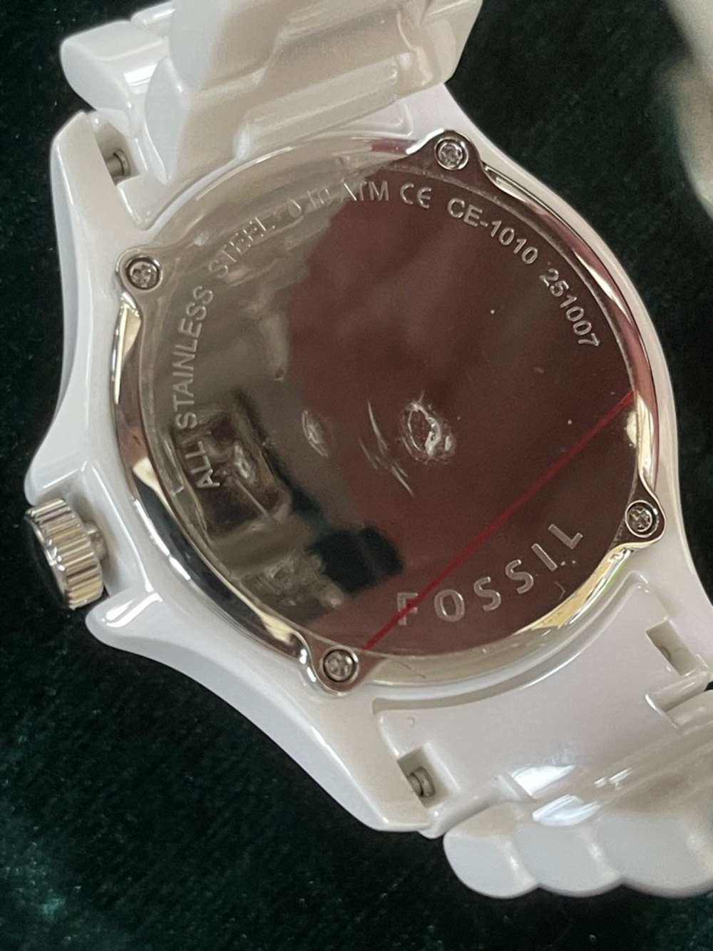 Fossil White Ceramic Watch with Crystal Accents - Picture 7 of 8